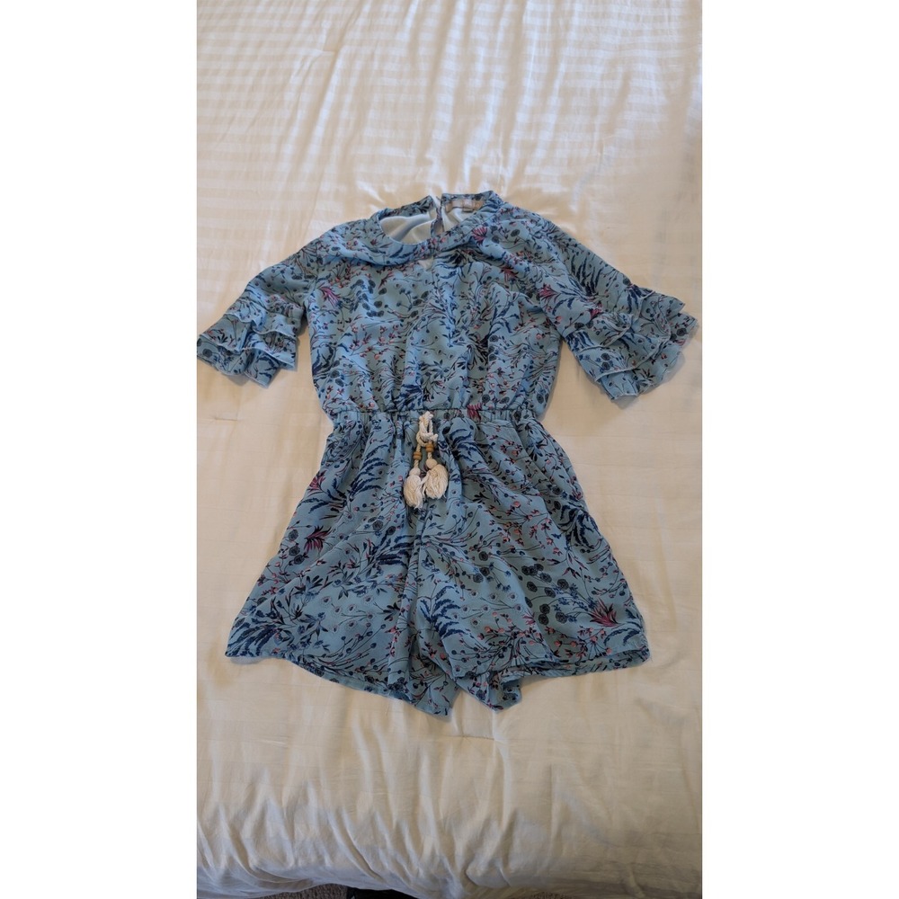 Girls One Piece Jumper, Blue Floral, Smukke, Size 8
